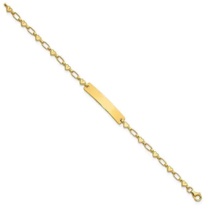 Sterling Silver Gold-tone 6.5 inch Hearts Children's ID Bracelet - Larson Jewelers