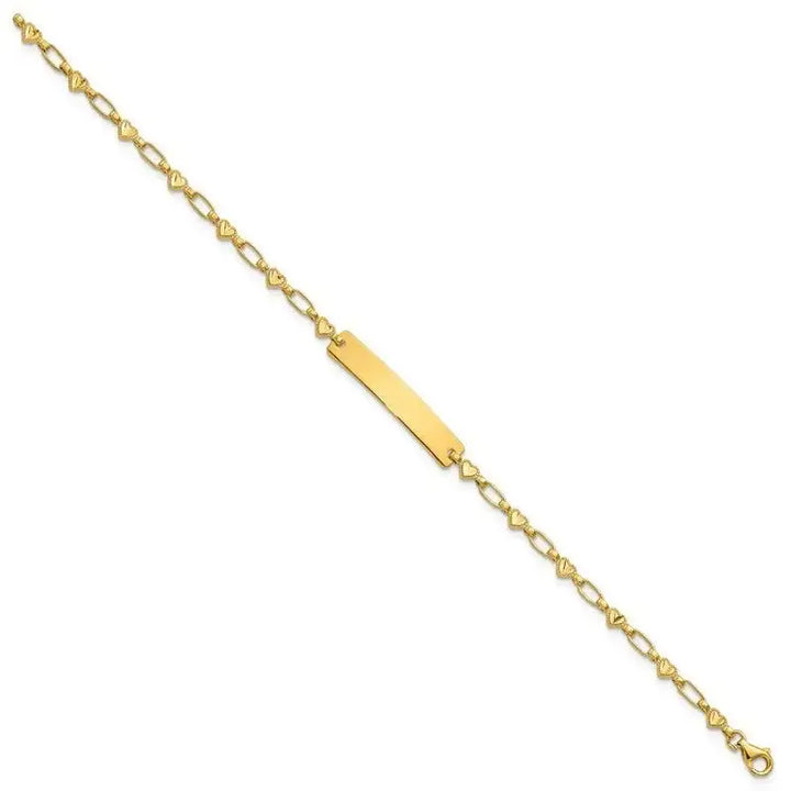 Sterling Silver Gold-tone 7.5 inch Hearts ID Bracelet - Larson Jewelers