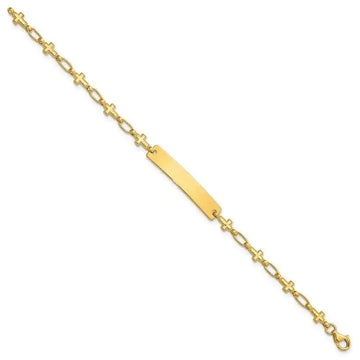 Sterling Silver Gold-tone 6.25 inch Cross Children's ID Bracelet - Larson Jewelers
