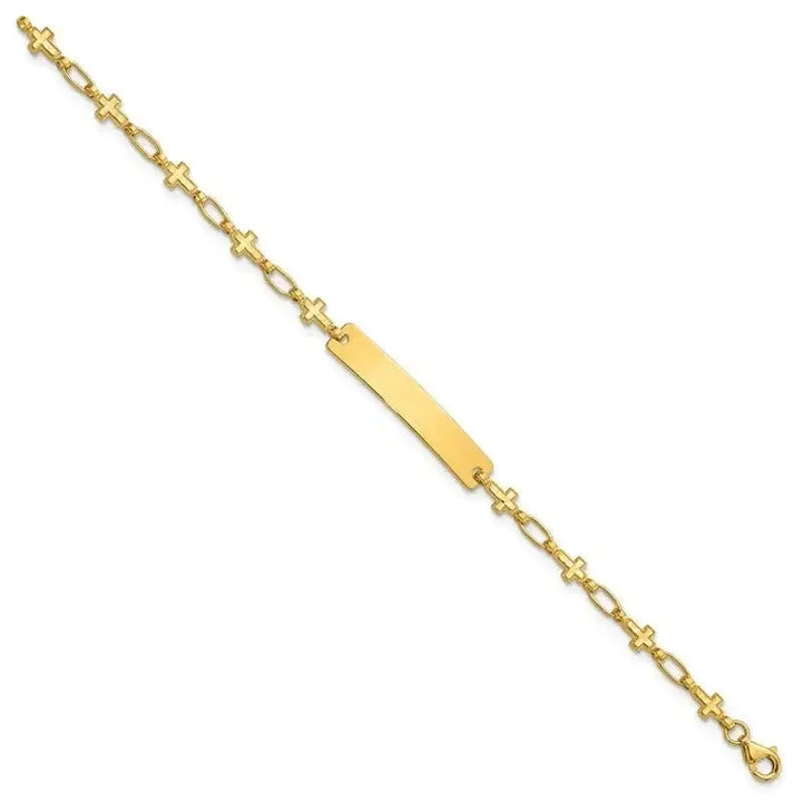 Sterling Silver Gold-tone 6.25 inch Cross Children's ID Bracelet - Larson Jewelers