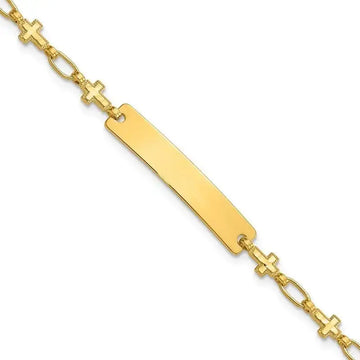 Sterling Silver Gold-tone 6.25 inch Cross Children's ID Bracelet - Larson Jewelers