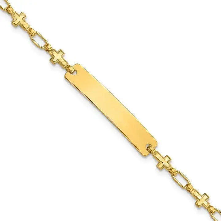 Sterling Silver Gold-tone 6.25 inch Cross Children's ID Bracelet - Larson Jewelers