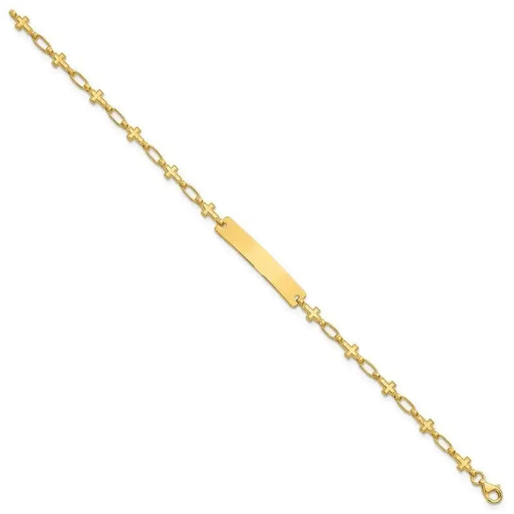 Sterling Silver Gold-tone 7.5 inch Cross ID Bracelet - Larson Jewelers