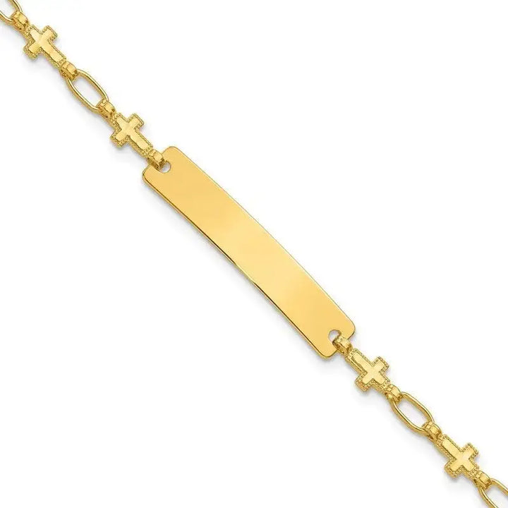 Sterling Silver Gold-tone 7.5 inch Cross ID Bracelet - Larson Jewelers