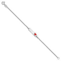 Sterling Silver Rhodium-plated Enameled Heart Children's ID 6in Bracelet - Larson Jewelers