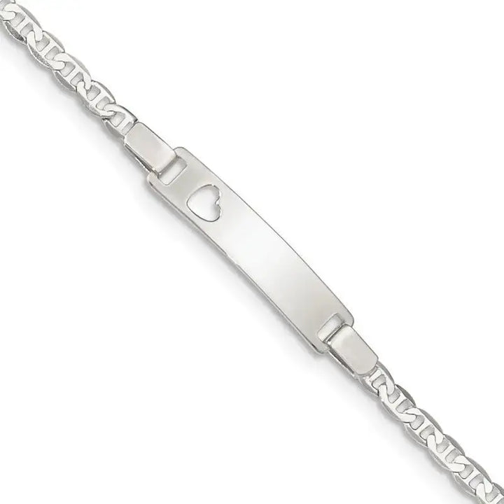 Sterling Silver Baby ID with Cut-out Heart Bracelet - Larson Jewelers