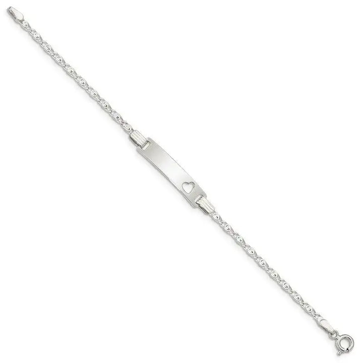 Sterling Silver Baby ID with Cut-out Heart Bracelet - Larson Jewelers