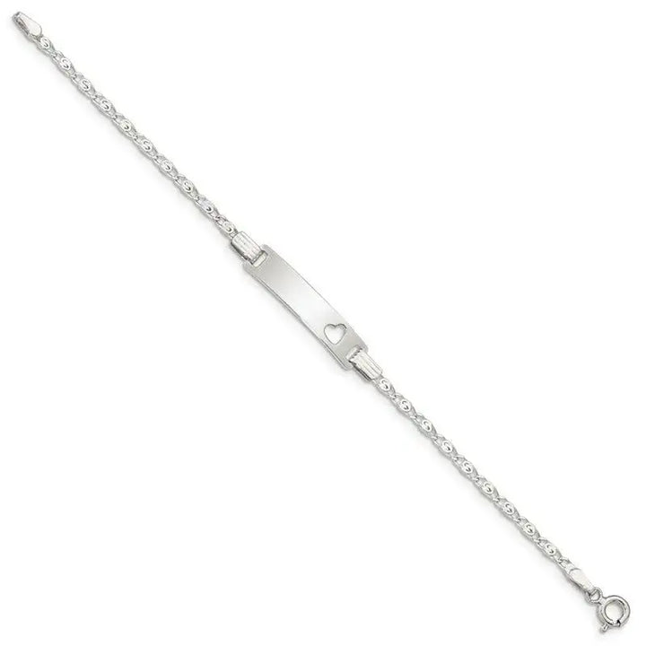 Sterling Silver Baby ID with Cut-out Heart Bracelet - Larson Jewelers
