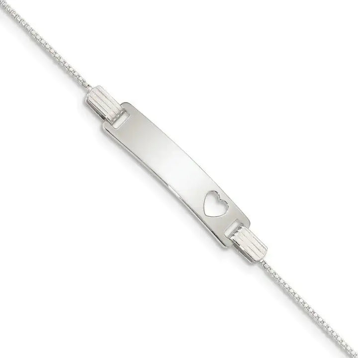 Sterling Silver Baby ID with Cut-out Heart Bracelet - Larson Jewelers