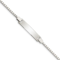 Sterling Silver Engraveable Childrens ID on Box Chain Bracelet