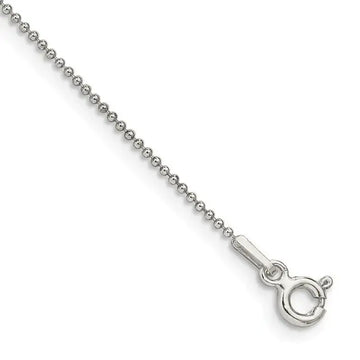 Sterling Silver 1mm Beaded Chain Anklet - Larson Jewelers