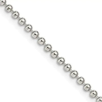 Sterling Silver 2mm Beaded Chain Necklace w/4in ext. - Larson Jewelers