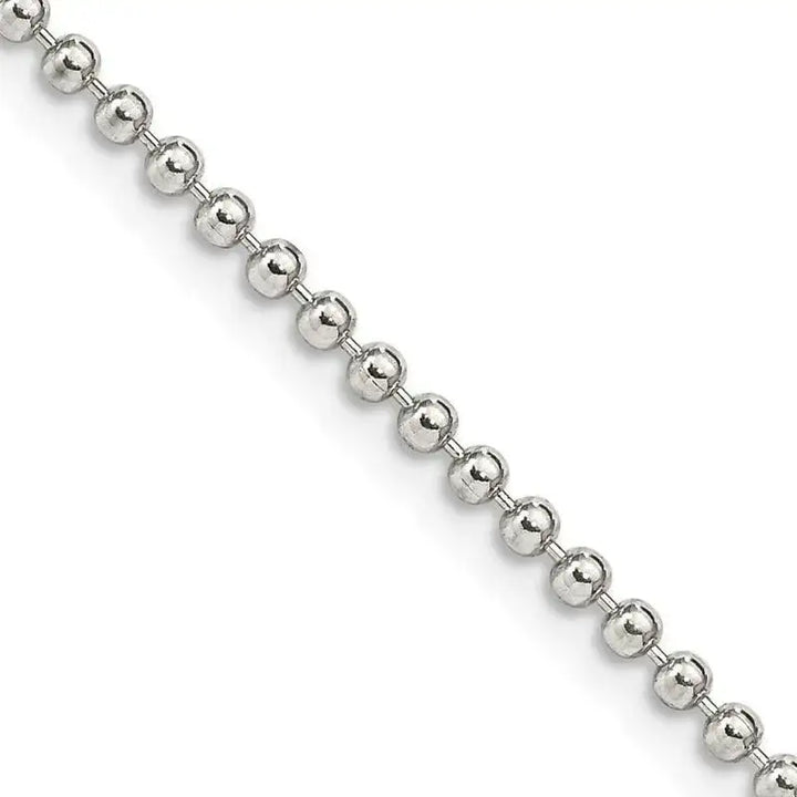 Sterling Silver 2mm Beaded Chain Necklace w/4in ext. - Larson Jewelers