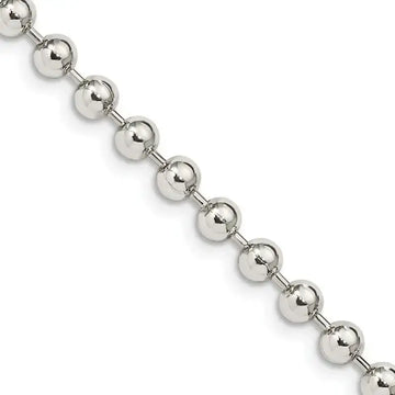 Sterling Silver 4mm Beaded Chain Necklace - Larson Jewelers