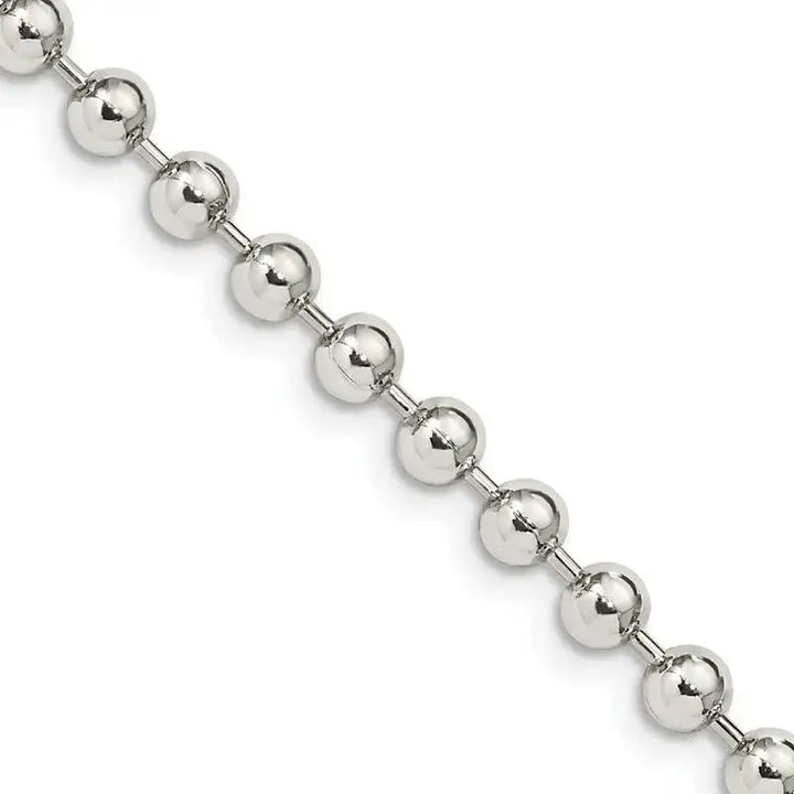 Sterling Silver 4mm Beaded Chain Necklace - Larson Jewelers