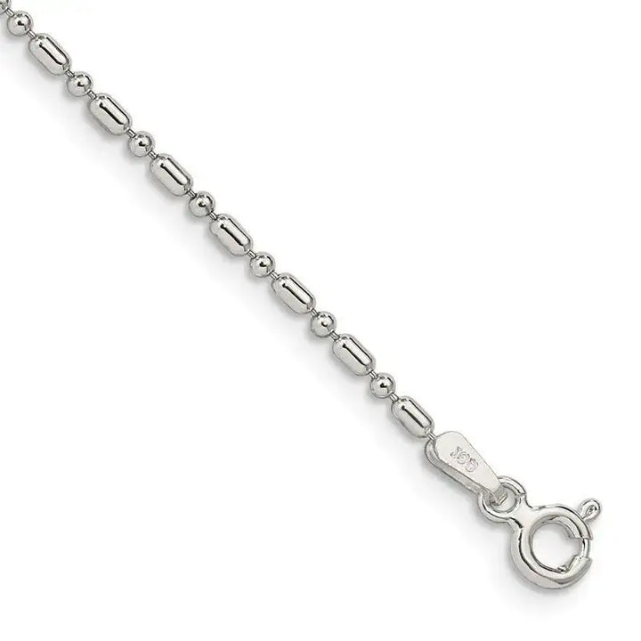 Sterling Silver 1.5mm Fancy Beaded Chain Anklet - Larson Jewelers