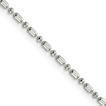 Sterling Silver 1.5mm Fancy Beaded Chain Necklace - Larson Jewelers