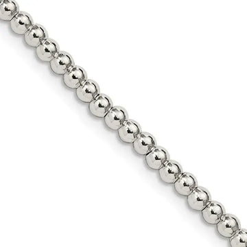 Sterling Silver 3mm Beads on Box Chain Necklace - Larson Jewelers