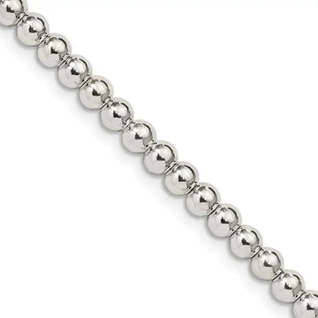 Sterling Silver 4mm Beads on Box Chain Necklace - Larson Jewelers