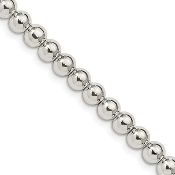Sterling Silver 5mm Beads on Box Chain Necklace - Larson Jewelers