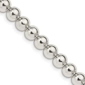 Sterling Silver 6.1mm Beads on Box Chain Necklace - Larson Jewelers