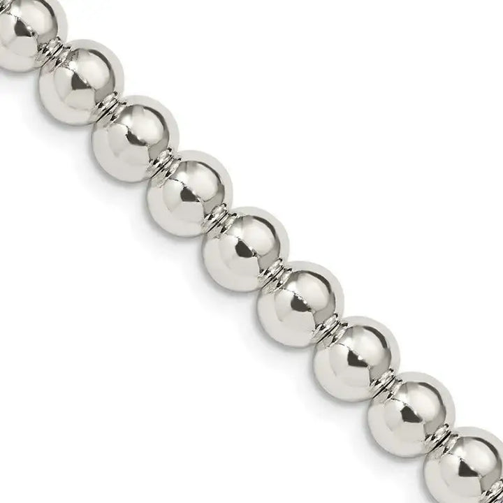 Sterling Silver 6.1mm Beads on Box Chain Necklace - Larson Jewelers