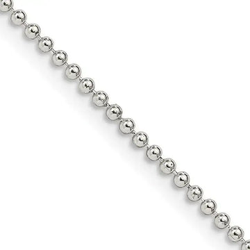 Sterling Silver 1.5mm Beaded Chain Necklace w/2in ext. - Larson Jewelers