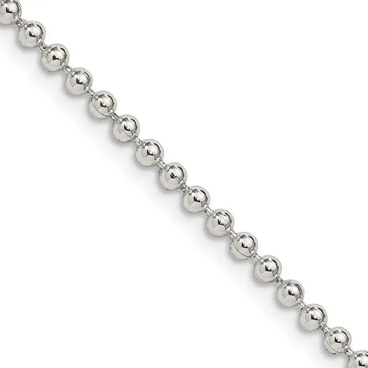 Sterling Silver 2.35mm Beaded Chain Necklace w/2in ext. - Larson Jewelers