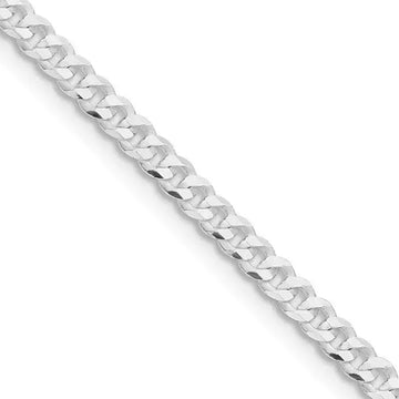 Sterling Silver Rhodium-plated 3.15mm Flat Curb Chain Necklace - Larson Jewelers