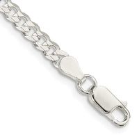 Bracelet en argent sterling avec chaîne gourmette plate de 3,8 mm