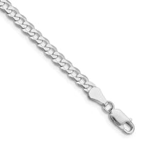Pulsera de cadena plana de 4,5 mm con baño de rodio en plata de ley