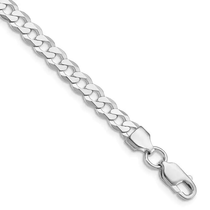 Sterling Silver Rhodium-plated 5.75mm Flat Curb Chain Bracelet - Larson Jewelers