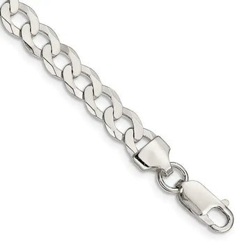 Sterling Silver 6.8mm Flat Curb Chain Bracelet - Larson Jewelers