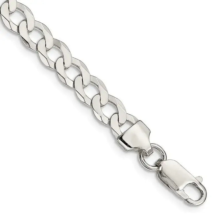 Sterling Silver 6.8mm Flat Curb Chain Bracelet - Larson Jewelers