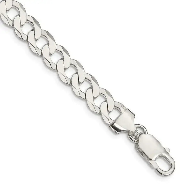 Sterling Silver 8mm Flat Curb Chain Bracelet - Larson Jewelers