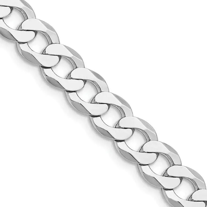 Sterling Silver Rhodium-plated 8mm Flat Curb Chain Necklace - Larson Jewelers