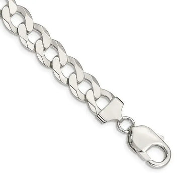 Sterling Silver 9.75mm Flat Curb Chain Bracelet - Larson Jewelers