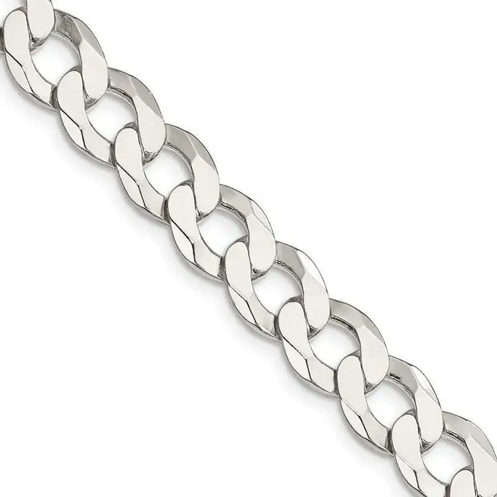 Sterling Silver 9.75mm Flat Curb Chain Necklace - Larson Jewelers