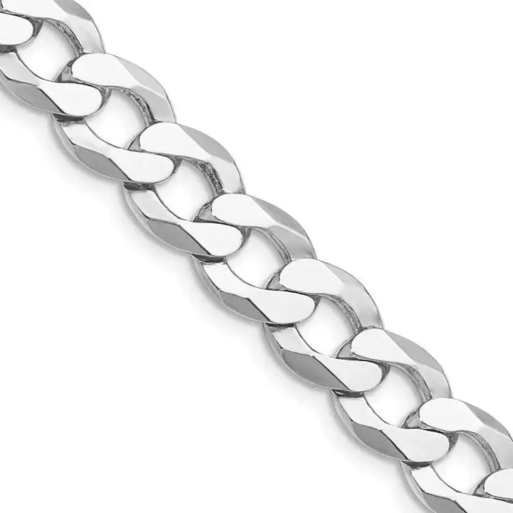 Sterling Silver Rhodium-plated 9.75mm Flat Curb Chain Necklace - Larson Jewelers