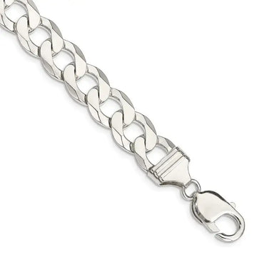 Sterling Silver 11.75mm Flat Curb Chain Bracelet - Larson Jewelers