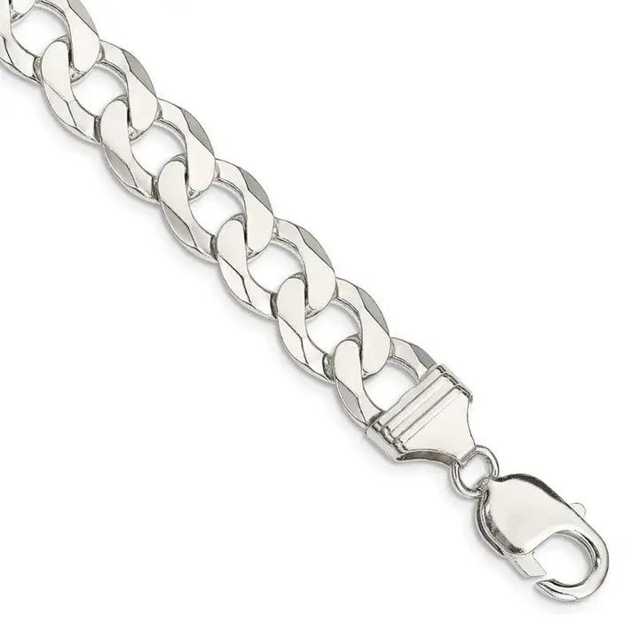 Sterling Silver 11.75mm Flat Curb Chain Bracelet - Larson Jewelers
