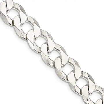 Sterling Silver 11.75mm Flat Curb Chain Necklace - Larson Jewelers