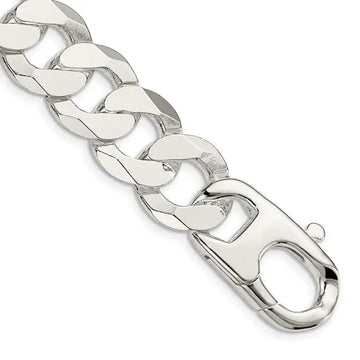 Sterling Silver 16mm Flat Curb Chain Bracelet - Larson Jewelers