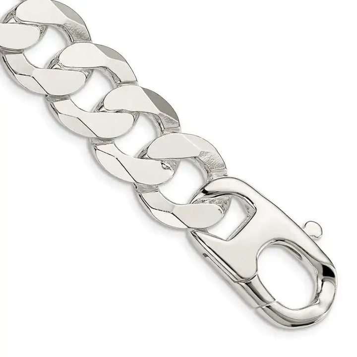 Sterling Silver 16mm Flat Curb Chain Bracelet - Larson Jewelers