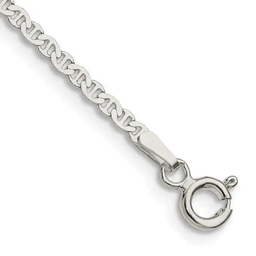 Sterling Silver 2.25mm Flat Anchor Chain Anklet - Larson Jewelers