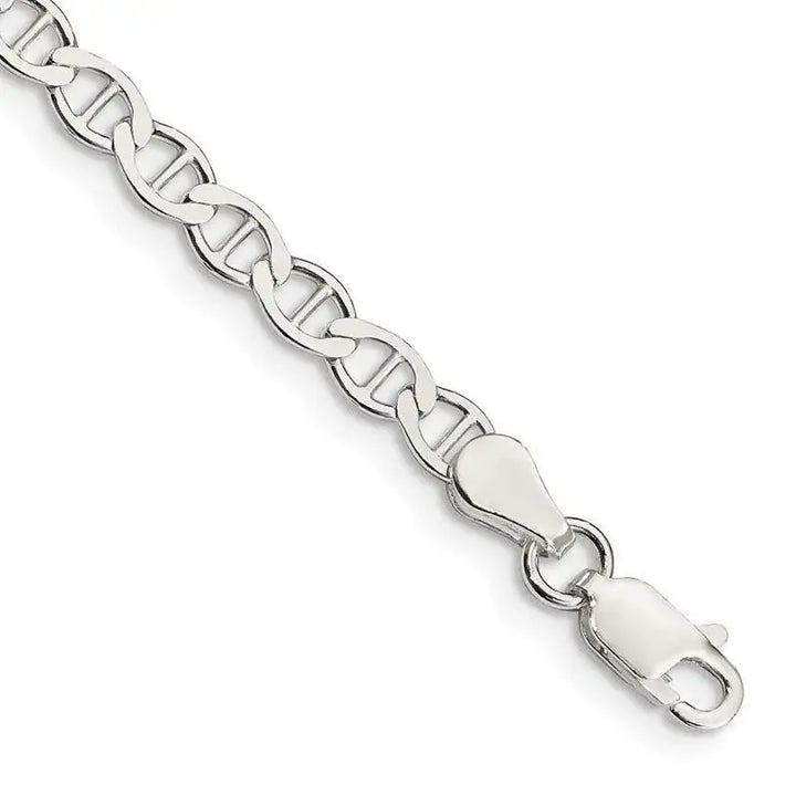 Sterling Silver 4mm Flat Anchor Chain Bracelet - Larson Jewelers