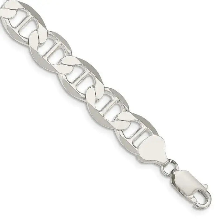 Sterling Silver 9.95mm Flat Anchor Chain Bracelet - Larson Jewelers
