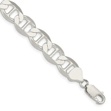 Sterling Silver 9.95mm Flat Anchor Chain Bracelet - Larson Jewelers