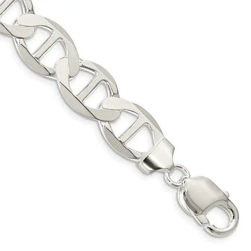 Sterling Silver 12.3mm Flat Anchor Chain Bracelet - Larson Jewelers