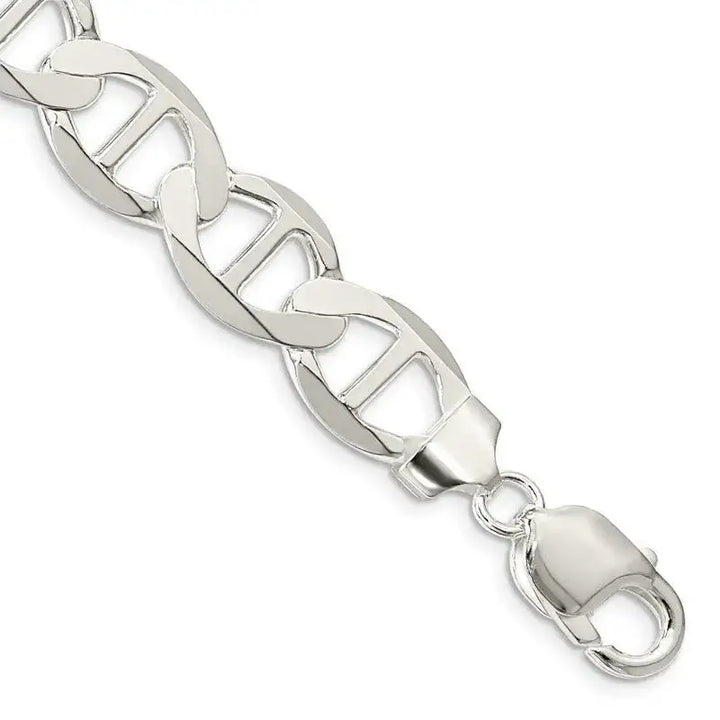 Sterling Silver 12.3mm Flat Anchor Chain Bracelet - Larson Jewelers